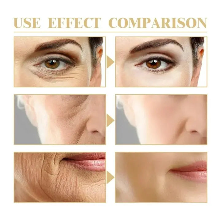 Lightweight facial serum in clear bottle designed to reduce fine lines and dark spots