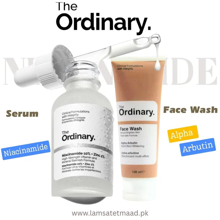 Ordinary Niacinamide Serum + Ordinary Alpha Arbutin Face wash