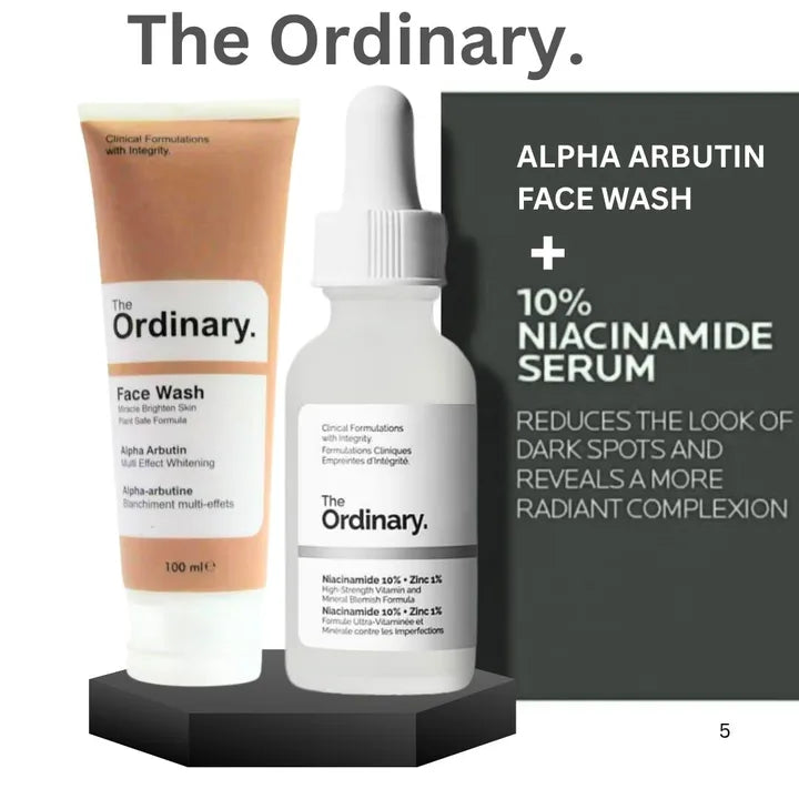 Ordinary Niacinamide Serum + Ordinary Alpha Arbutin Face wash